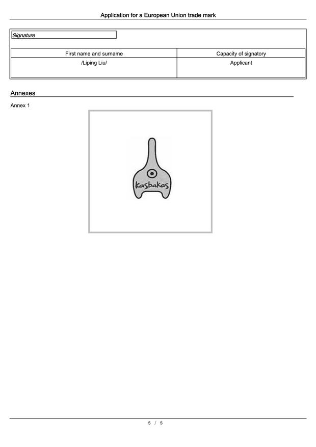 EUIPO filing receipt for Kasbakas EU trademark application No. 018449645